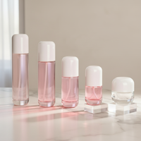 Ensemble d'emballages cosmétiques à dégradé de couleurs uniques, pot à crème pour le visage vide personnalisé imprimé, flacon de lotion en verre pour soins de la peau avec pompe