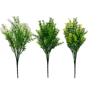 Branches <span class=keywords><strong>de</strong></span> Arbres à Feuilles Persistantes en PE <span class=keywords><strong>de</strong></span> Haute Qualité, Aspect Naturel, avec Petites Fleurs à Ruban Vert, pour Décoration <span class=keywords><strong>de</strong></span> Scène <span class=keywords><strong>de</strong></span> Mariage et Aménagement Paysager - Product Image 5