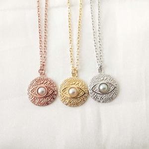 LOZRUNVE Collier en argent sterling 925 avec pendentif perle turque Evil Eye en or - Product Image 1