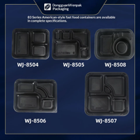 Boîte Bento Robuste en PP WJ8307 Style Américain, 5 Compartiments, Qualité Alimentaire, Jetable, pour Hamburger, Traiteur