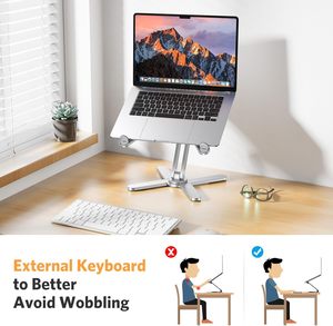 Soporte para portátil con ángulos de altura ajustables ergonómicos, elevador de portátil plegable giratorio de 360 pulgadas para escritorio, soporte plegable para portátil - Product Image 4