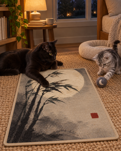 <strong>Cat</strong> Scratching Mat Bamboo Moon Ink Zen Oriental Brush Seal Lunar Serene <strong>Tranquil</strong> Meditation Asian Minimalist Scroll Calm Quiet - Product Image 6