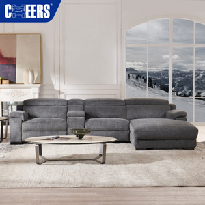 Canapé modulaire en tissu écologique MANWAH CHEERS 3 places en forme de L avec repose-tête électrique et chaise longue pour salon - Product Image 2