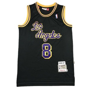 Vente en gros personnalisée LA <span class=keywords><strong>Lakers</strong></span> # 24 # Maillot de basket-ball 8 All-Star Retro Finals jaune noir en maille poly unisexe adulte à manches courtes - Product Image 5