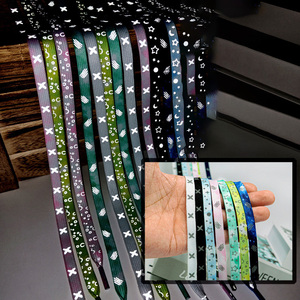 Lacets personnalisés de haute qualité réfléchissants 8mm de large double couche plats imprimés de sécurité lacets en polyester à motifs colorés et foncés - Product Image 2