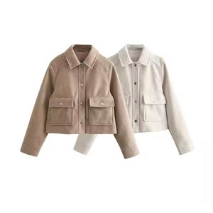 Veste Blouson Femme Automne Hiver Écologique Manches Longues Col Revers Fermeture Boutons Séchage Rapide Coupe Ample Poches OEM - Product Image 2