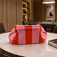 Pochette Mahjong en tricot nuage rayé avec logo personnalisé, rangement résistant à l'eau à blocs de couleur pour tuiles de Mahjong américain