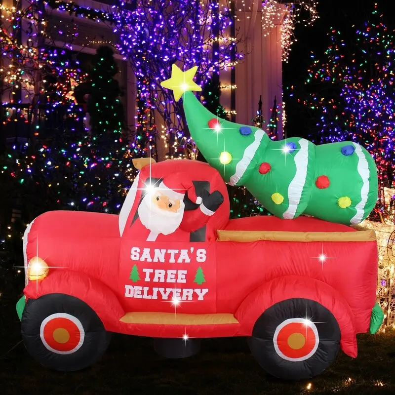 Billige Weihnachts Dekoration Santa Claus auf Pick Up Truck Aufblasbare Für Verkauf