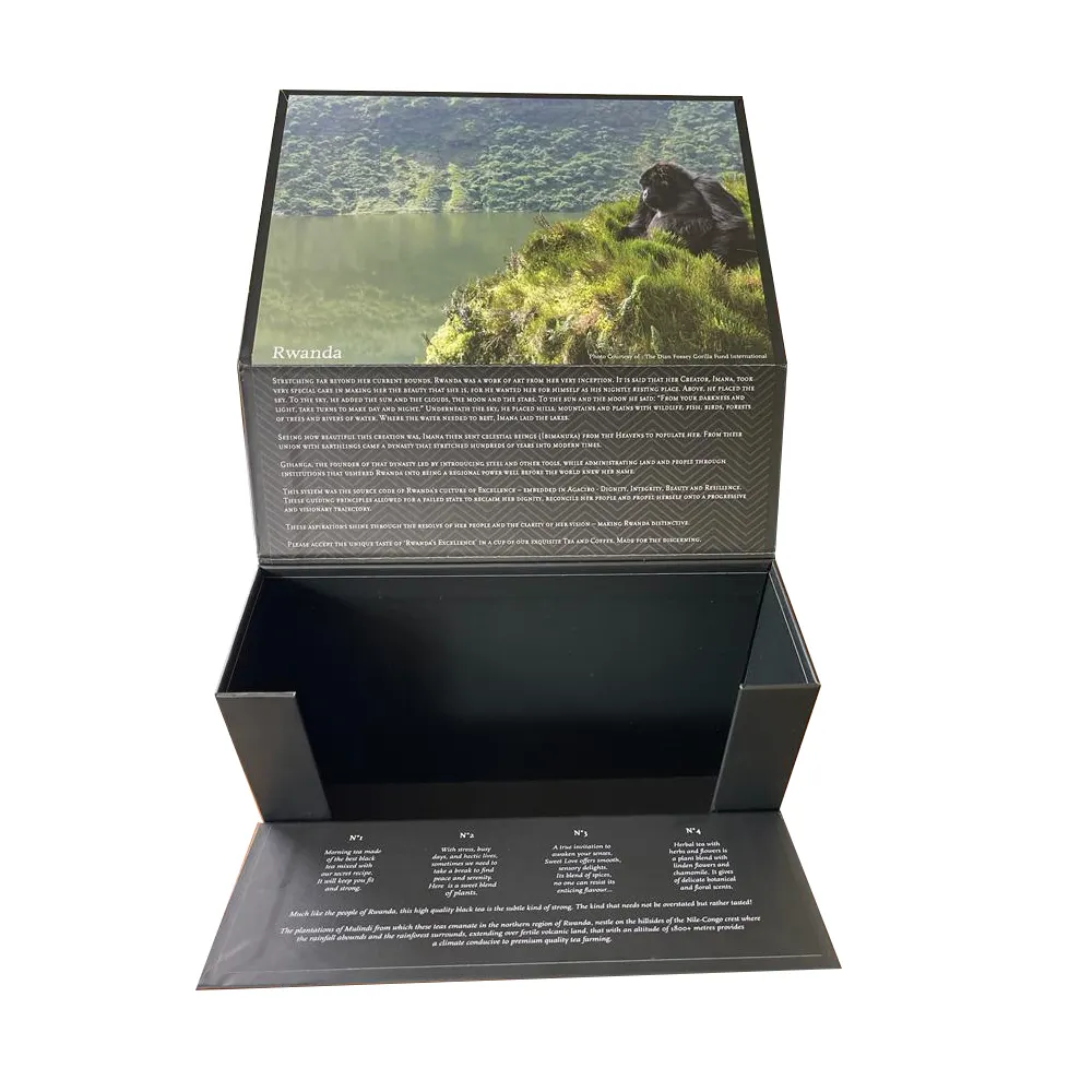 Kotak kemasan teh Herbal penutup Linen magnetik ramah lingkungan kotak hadiah teh papan abu-abu solusi desain kustom