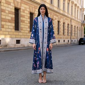 Elegant hot-fix rhinestones polyester modest occasion Abaya for muslim women custom wholesale premium <b>dress</b> - Product Image 1