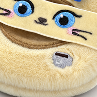 Houppette en peluche longue en forme de chat, douce et moelleuse, réutilisable et lavable, pour maquillage en poudre libre, usage quotidien et voyage, idée cadeau