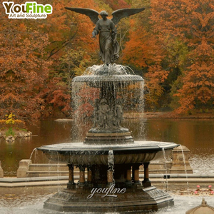 Fontana a più livelli in bronzo Bethesda con Angelo delle Acque, Statua di Cherubino, Fusione a cera persa per Parco, Hotel, Villa - Product Image 4