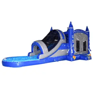 Cheap Used Rocket Ship Water Combo Inflatable Bouncer Jumper Jumping Bouncy Castle Bounce House With Slide Combo On Sale