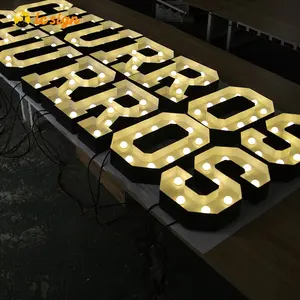 Letras LED RGB con Logo de negocios, señal de boda, eventos de cumpleaños, marquesina, letras con bombillas