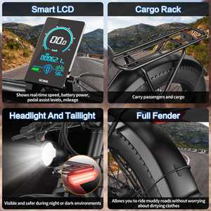 Bicicleta de Montaña con Motor sin Escobillas de Alta Potencia Certificada de 2000W, 48V, Batería de Litio, Resistente al Agua, Neumáticos Gruesos 26x4, para Trabajo Pesado - Product Image 4
