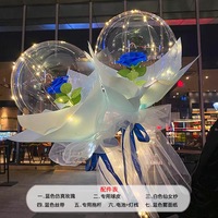 Kit de ballons pour la Saint-Valentin de haute qualité 18 pouces clair transparent bobo led ballon lumineux avec fleur rose