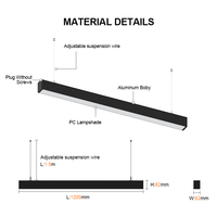 Lampe de bureau LED en aluminium à montage suspendu personnalisée Lampe linéaire suspendue réglable en aluminium