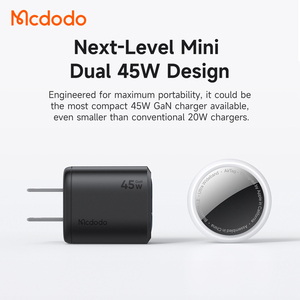 Cargador Rápido GaN Mcdodo 102 de 45W con Doble USB-C y Enchufe Estadounidense, Ultra Delgado y Portátil, Certificado por la FCC para MacBook, <span class=keywords><strong>iPhone</strong></span> y Samsung - Product Image 3