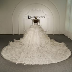 Vestido de Novia de Gala con Cuentas de Cristal Gt26072, Mangas Largas Transparentes, Apliques de Encaje y Cola Catedral Jancember - Product Image 6