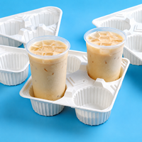Support de tasses à café jetable en papier blanc vierge, plusieurs tailles, non imprimé, pour boissons à emporter, plateau pliable pour boissons