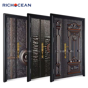 <span class=keywords><strong>Puerta</strong></span> Principal de <span class=keywords><strong>Entrada</strong></span> Exterior de Metal con Relieve, Personalizada por la Fábrica Richocean de Foshan, con Cerradura - Product Image 5