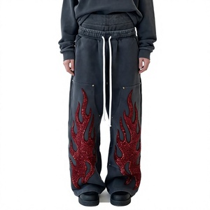 Pantalones Jogger de Algodón 100% para Hombre, Estilo Urbano Personalizado, de Pierna Ancha, Doble Cintura, Holgados y Casuales - Product Image 3