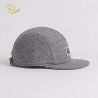 Casquette de baseball 5 panneaux unisexe 4U grise en jersey de coton ajustée, style décontracté et sportif, logo avant réglable, couleur unie