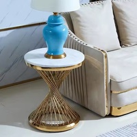 Table d'appoint de canapé en acier inoxydable de luxe moderne Tables d'appoint de lit en marbre pour la maison et l'hôtel Meubles de salon élégants