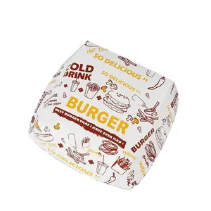 Custom Logo Greaseproof Hamburger Paper Wrapper Baking Paper And Burger Food Paper Box