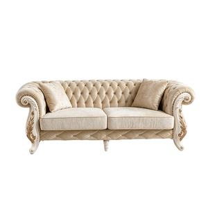 Set di Divani Premium per <span class=keywords><strong>Soggiorno</strong></span> in Stile Royal, Divano a 1, 2 e 3 Posti, Classico Francese, in <span class=keywords><strong>Legno</strong></span> Massello e Tessuto di Lusso - Product Image 5