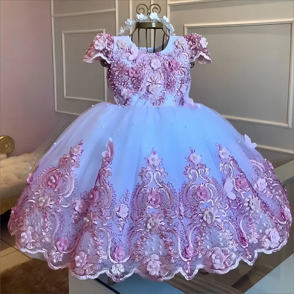 विशेष अवसर उच्च गुणवत्ता वाले स्मॉक ड्रेस बेबी लड़कियों के लिए राजकुमारी पुफी कपड़े