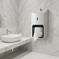 Distributeur de papier toilette double rouleau SUS304 commercial, à déroulement par gravité, verrouillable, pour hôtels et toilettes publiques