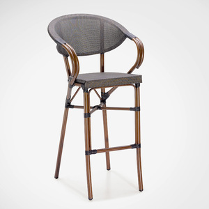 Mobilier extérieur en rotin de style français, tabouret de bar en aluminium, chaise haute, vente en gros - Product Image 2