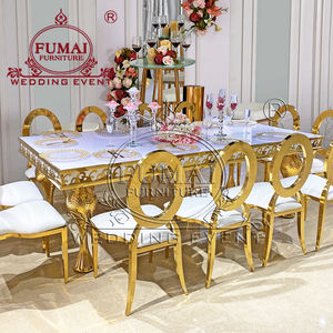 Mueble de lujo para eventos, patas doradas de acero inoxidable, mesa larga dorada para eventos de boda - Product Image 3