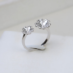 S925 <b>Silver</b> Open Ring Female Double Pearl Ring Pearl Finger Ring Handmade Jewelry DIY Accessories Jewelry Findings Components - Product Image 4