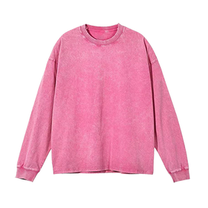 CB122-YPH23014ユニセックスビンテージウォッシュTシャツメンズ女性用ドロップショルダー長袖カスタマイズロゴ無料ハングタグOネックプリント - Product Image 6