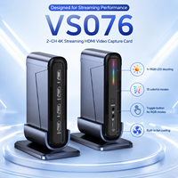 Tarjeta de Captura de Video VS076 de 2 Canales 4K 60Hz con Doble HDMI, USB 3.2 Gen2, Ventilador de Refrigeración RGB, Grabador Vertical con Salida en Bucle para Transmisión en Vivo