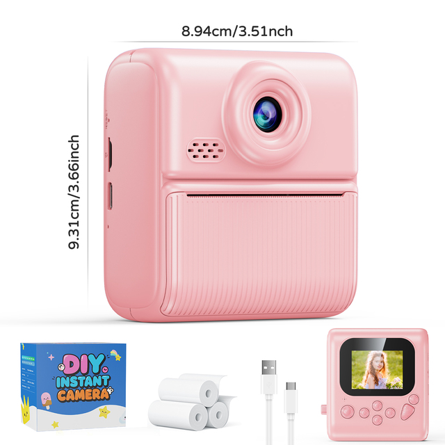 Kids Thermal Print Camera Toys for Girls Toddler Children's Digital Cameras Cute Cartoon HD Instant Printer Mini Camera