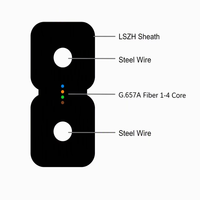 Kabel Serat Optik Wanbao GJXH FTTH Tipe Bow 1-4 Core G.657A Single Mode 2.0x3.0mm LSZH Flat Indoor
