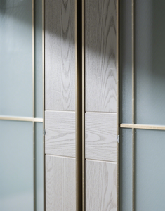 French Country Solid Wood and Glass Patio Door with Arched Top &amp; Decorative Leaded Glass for Front <strong>Entry</strong> - Product Image 3