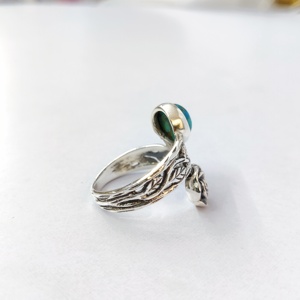 แหวนเงินแท้ 925 ประดับพลอยสีน้ำเงิน แหวนเงินแท้ทำมือ คอลเลคชั่น Blue Copper Tq แหวนเงินคุณภาพดี ราคาขายส่ง - Product Image 4