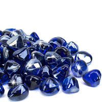 Diamants en verre bleu caribéen de 1 pouce, haute brillance, perles trempées pour foyer à gaz, brasero, aménagement paysager décoratif, vente en gros