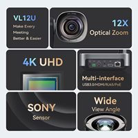 Cámara de Video PTZ*2 y Controlador 4K con Zoom 12X, Cámara con Seguimiento por IA, USB/HDMI/LAN y Controlador con Joystick 4D, Ideal para Transmisión en Vivo