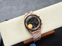Montre mécanique automatique de luxe pour homme, boîtier en or rose, cadran à trois secondes, chronographe, compteur de vitesse, haute qualité