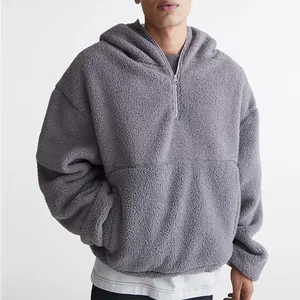 Felpe Sherpa in pile da uomo con mezza Zip da uomo con giacca Sherpa con orsacchiotto e Zip <span class=keywords><strong>felpa</strong></span> da uomo - Product Image 1