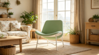 Fauteuil simple rembourré pour la maison, chaise de loisirs moderne, chaise de lecture confortable en métal blanc stable