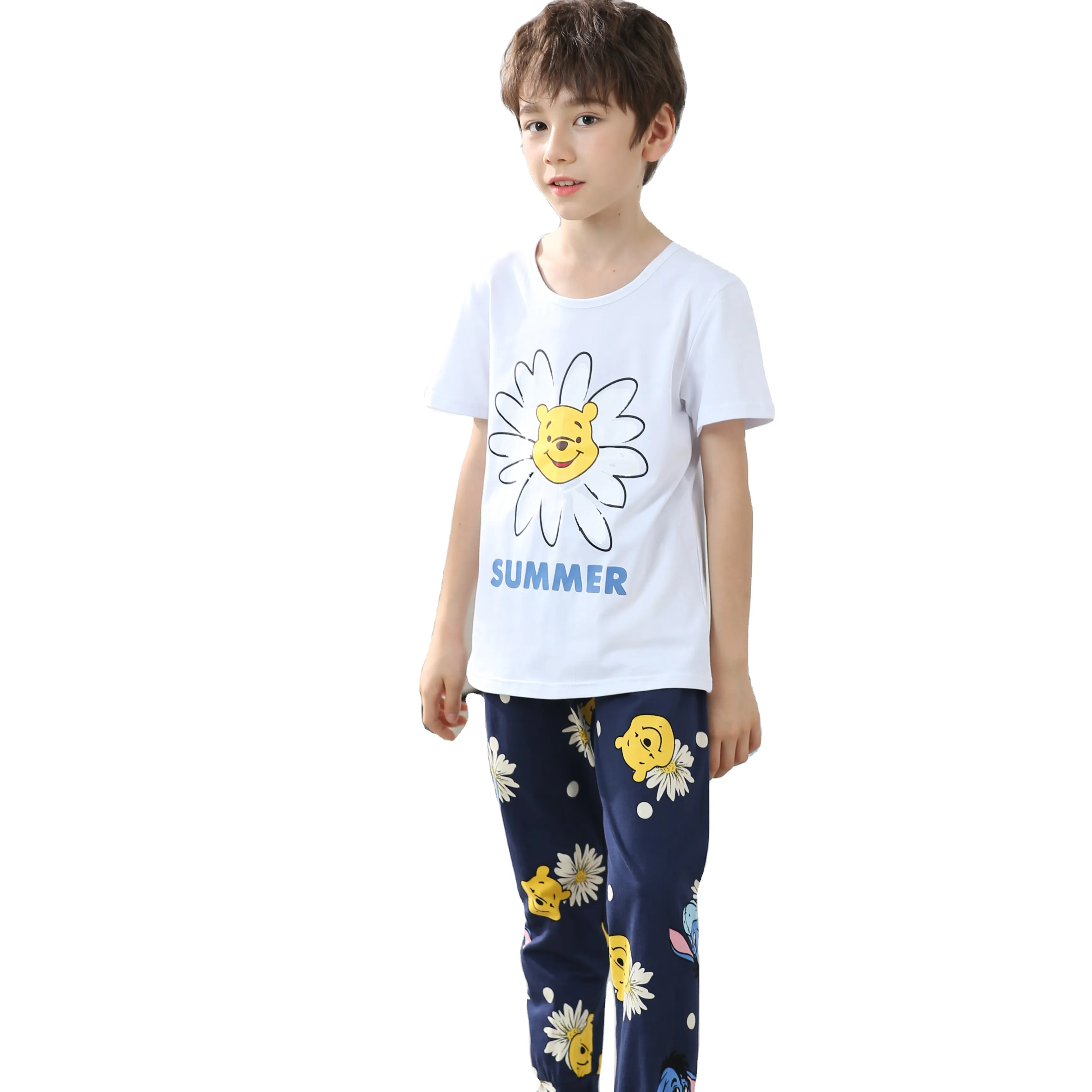 Pijamas con estampado de dibujos animados para niños y niñas, ropa de dormir de verano, 2023