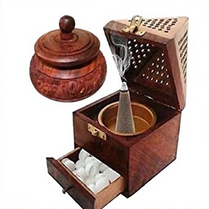 Khadim Handicrafts KH-1187 Durable Accacia Wood Indian <b>Cone</b> <b>Incense</b> Burner Home Fragrance for Religious Use Ramadan All-Season - Product Image 1