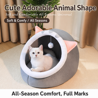 Vente en gros : Niche pour chat moderne, chaude pour l'hiver, type grotte fermée, protectrice, pliable, épaissie, douce, amovible et lavable, pour intérieur