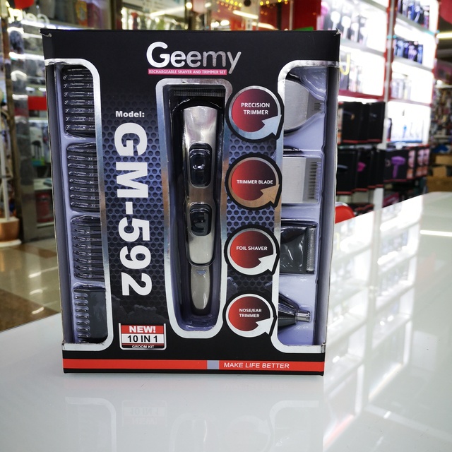 Original GEEMY GM592 10 in 1 Trimmer Hair Cutting Groomer Kit Electric Clipper